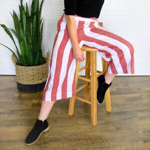 Madewell ~ Beach Red and White Striped Cropped Pants ~ Size Medium